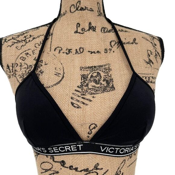 Victoria's Secret The Teeny Triangle Swimsuit Top Padded Black Small 11054339 - Picture 1 of 7